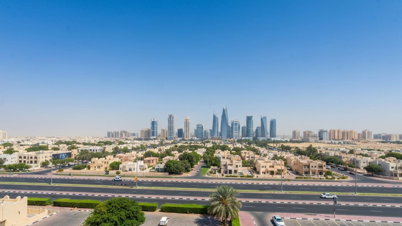 Ajman residential skyline and neighbourhood in daytime